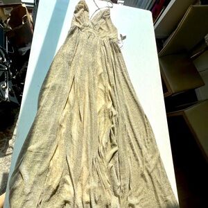 Gold Shimmery Goddess Gown. Wedding Guest, Prom, Galas: Luxxel  Evening Dress